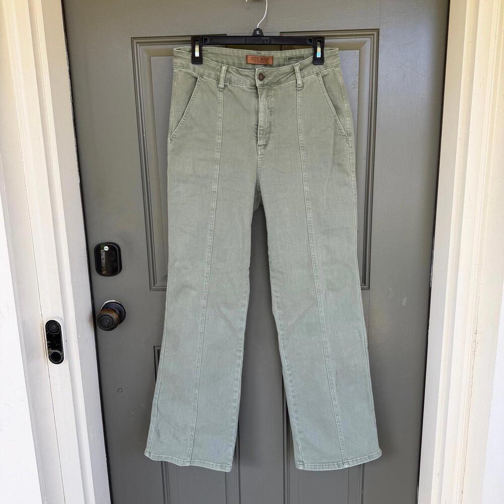 Judy Blue Greenwich High Rise Front Seam Straight Jeans Sage‎ Green 11/30
